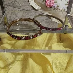 ***2 Pink Bling Bangle Bracelets***